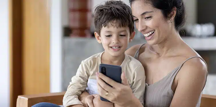 Mom and Child on Video Chat
